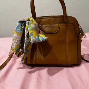 Steve Madden Brown Handbag with Floral Scarf